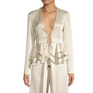 Alexis Reagan Ruffle  Peplum Blush Top XS